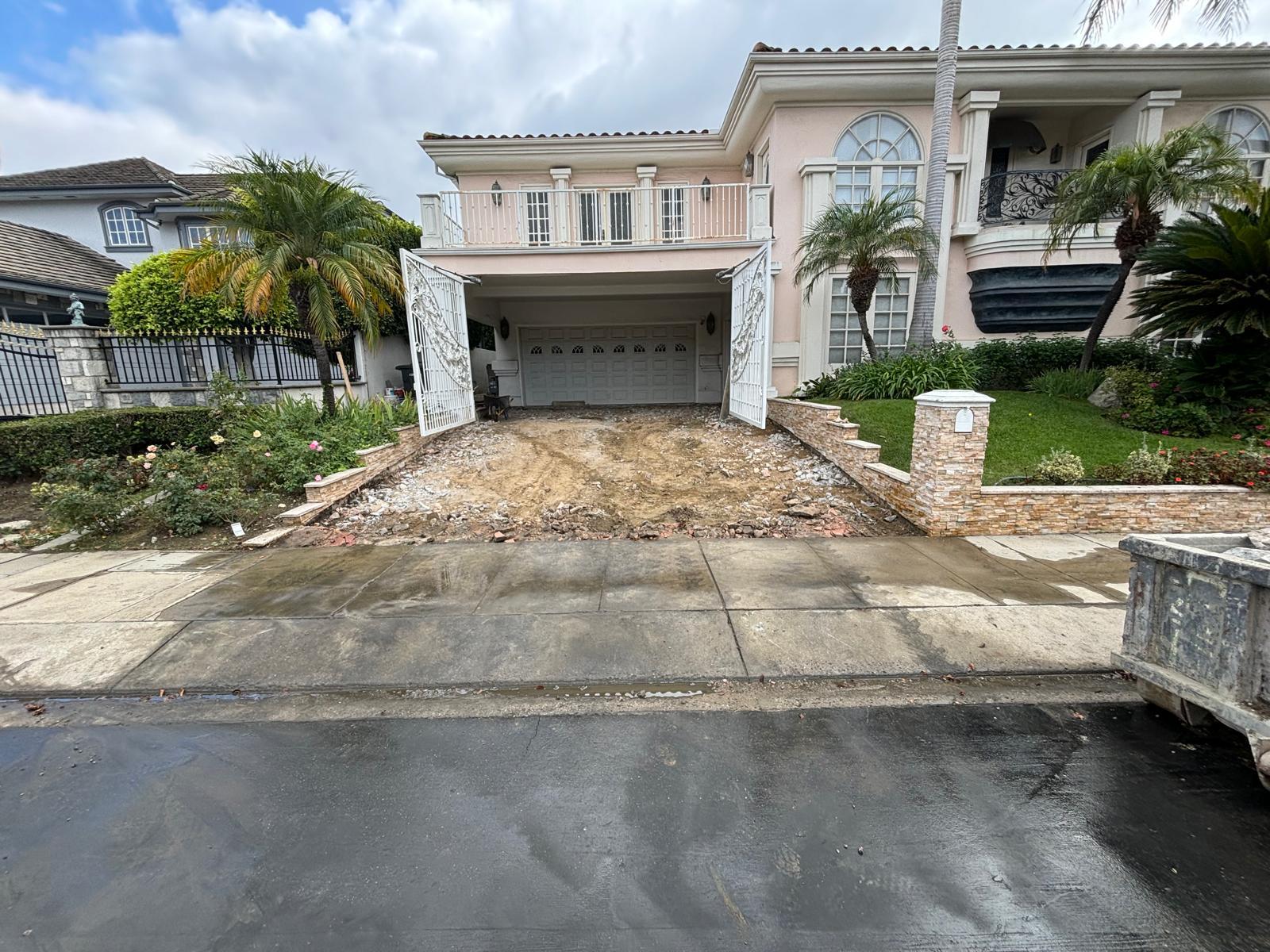 Driveway demolished and cleared, ready for grading